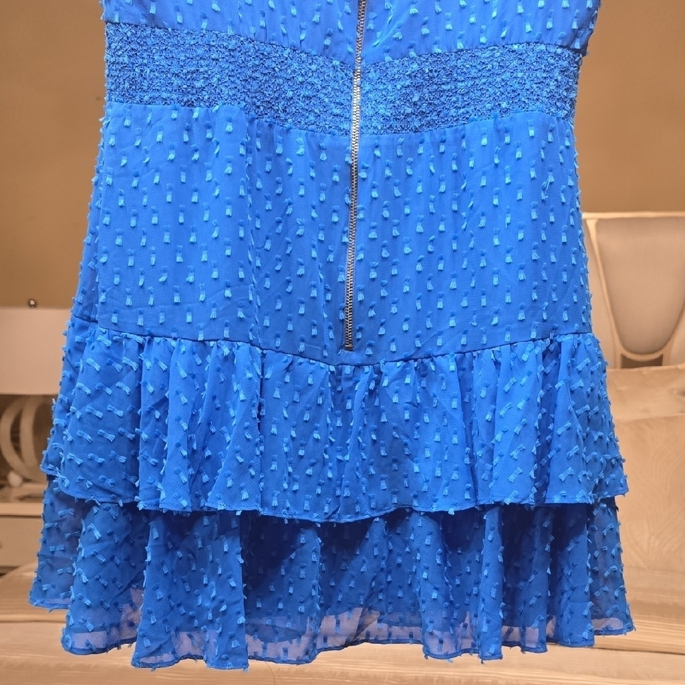 Alice + Olivia Blue Ruffle Sleeve Mini Dress No Tag See Mesurements - Picture 8 of 15